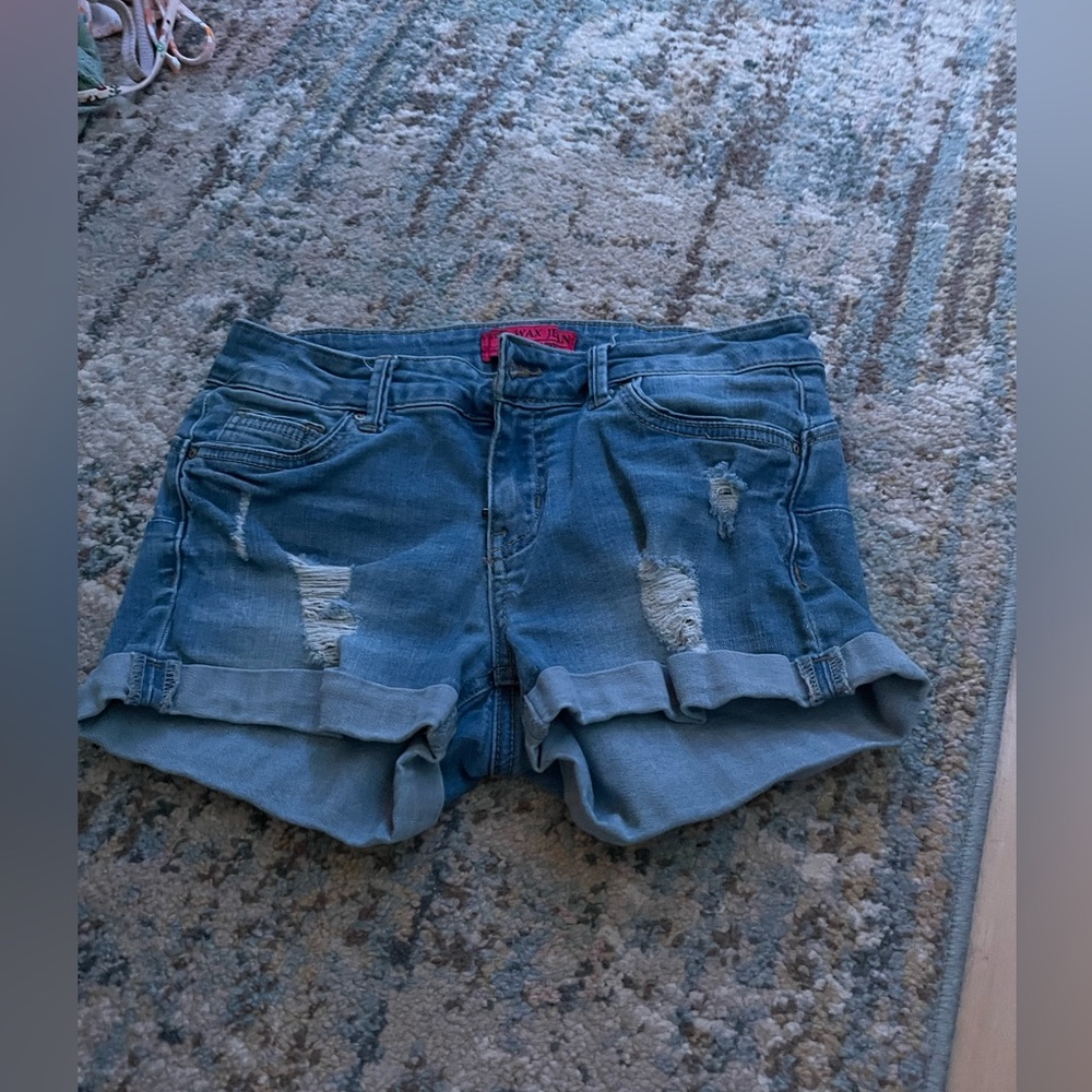 Ripped jean shorts